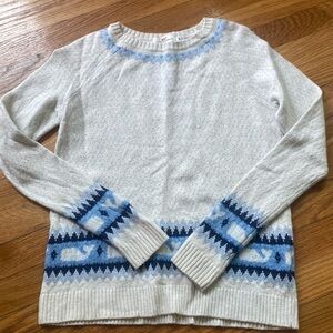 Vineyard Vines Cream and Blue Crew Neck Sweater